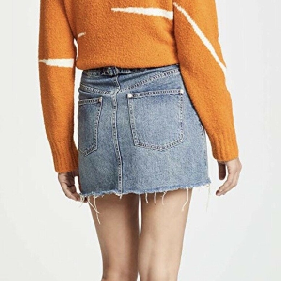 Free People Rugged A-Line Denim Skirt 26 - Picture 2 of 7